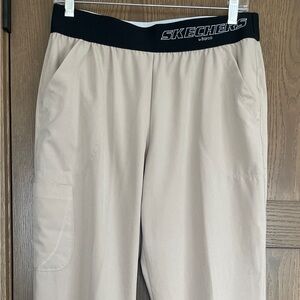 Skechers Beige Track Joggers with Black Logo Waistband